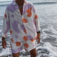 Colorful linen shirt and shorts - candy
