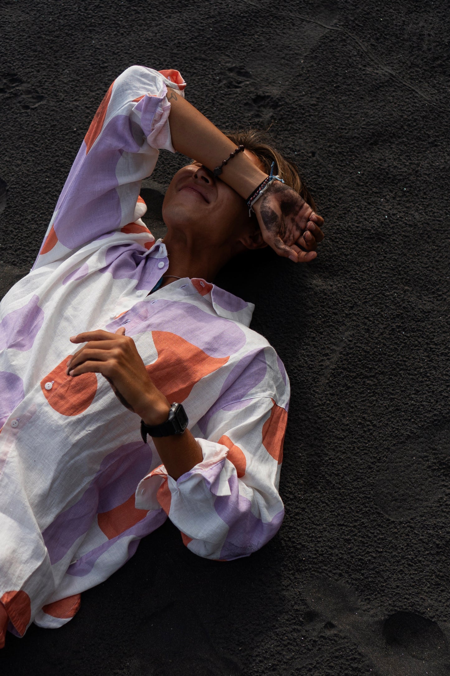 Colorful linen shirt and shorts - candy