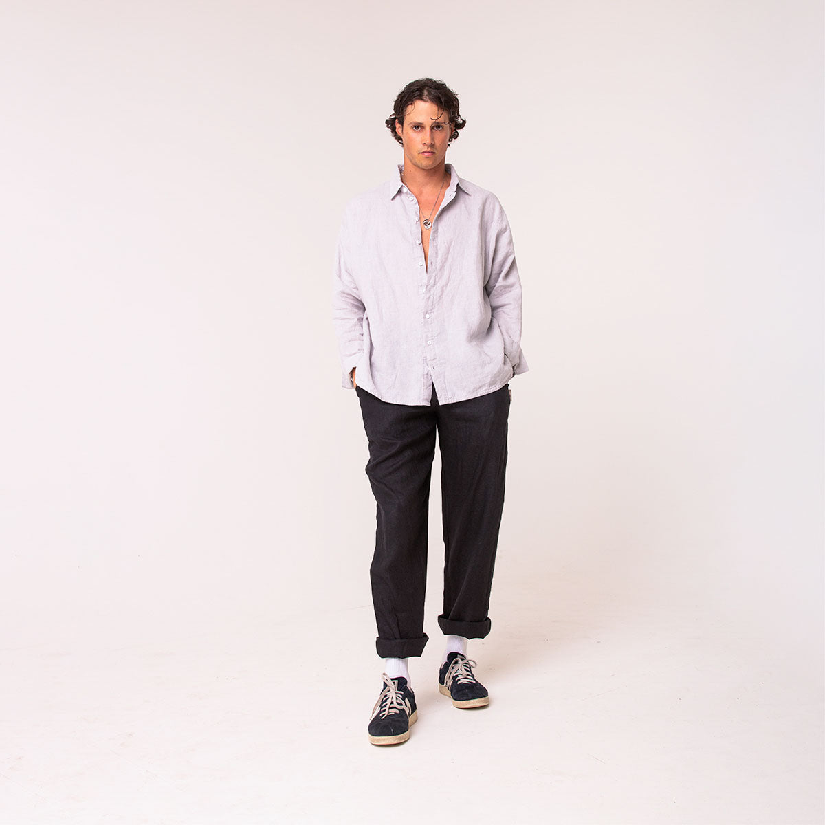 Black linen trousers