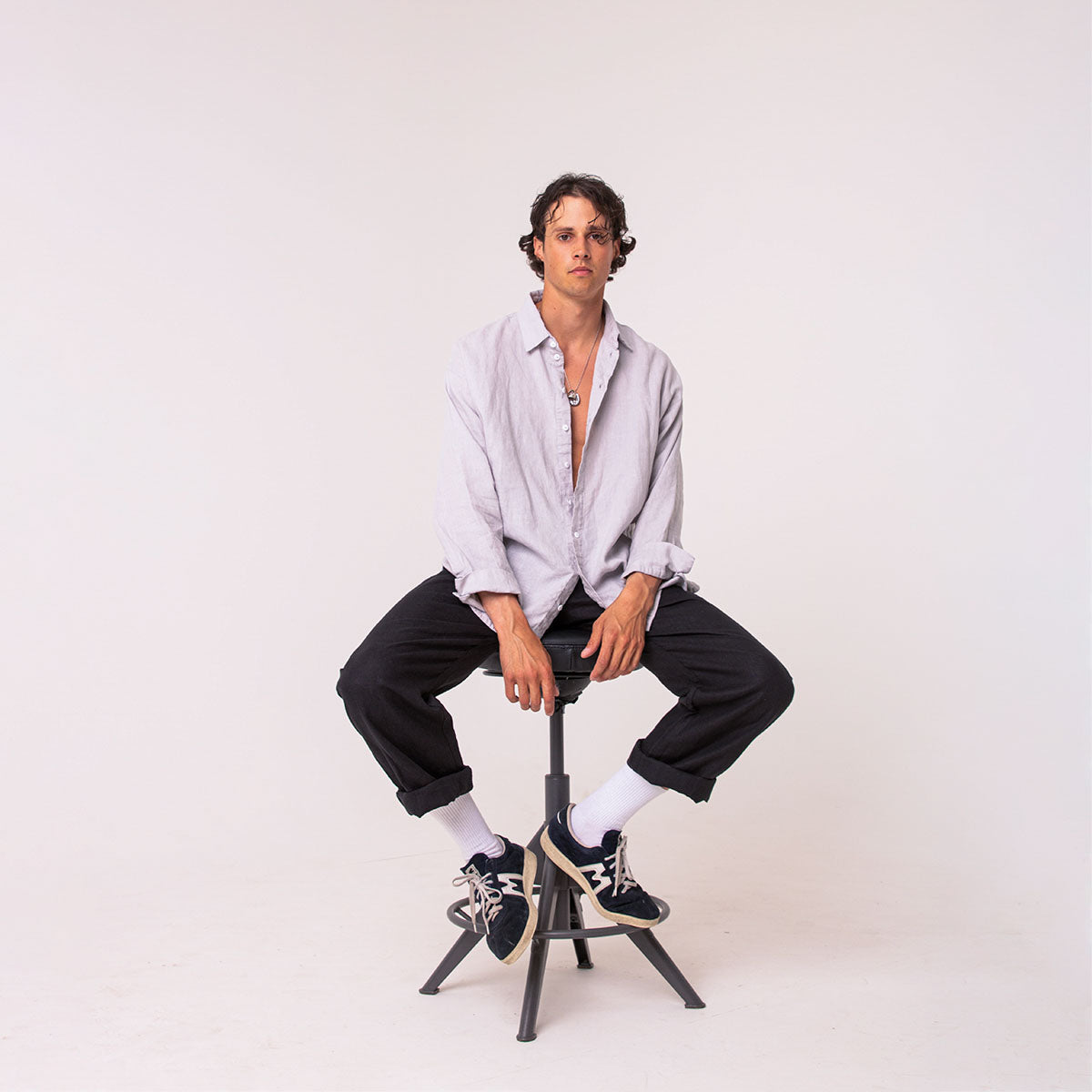 Black linen trousers
