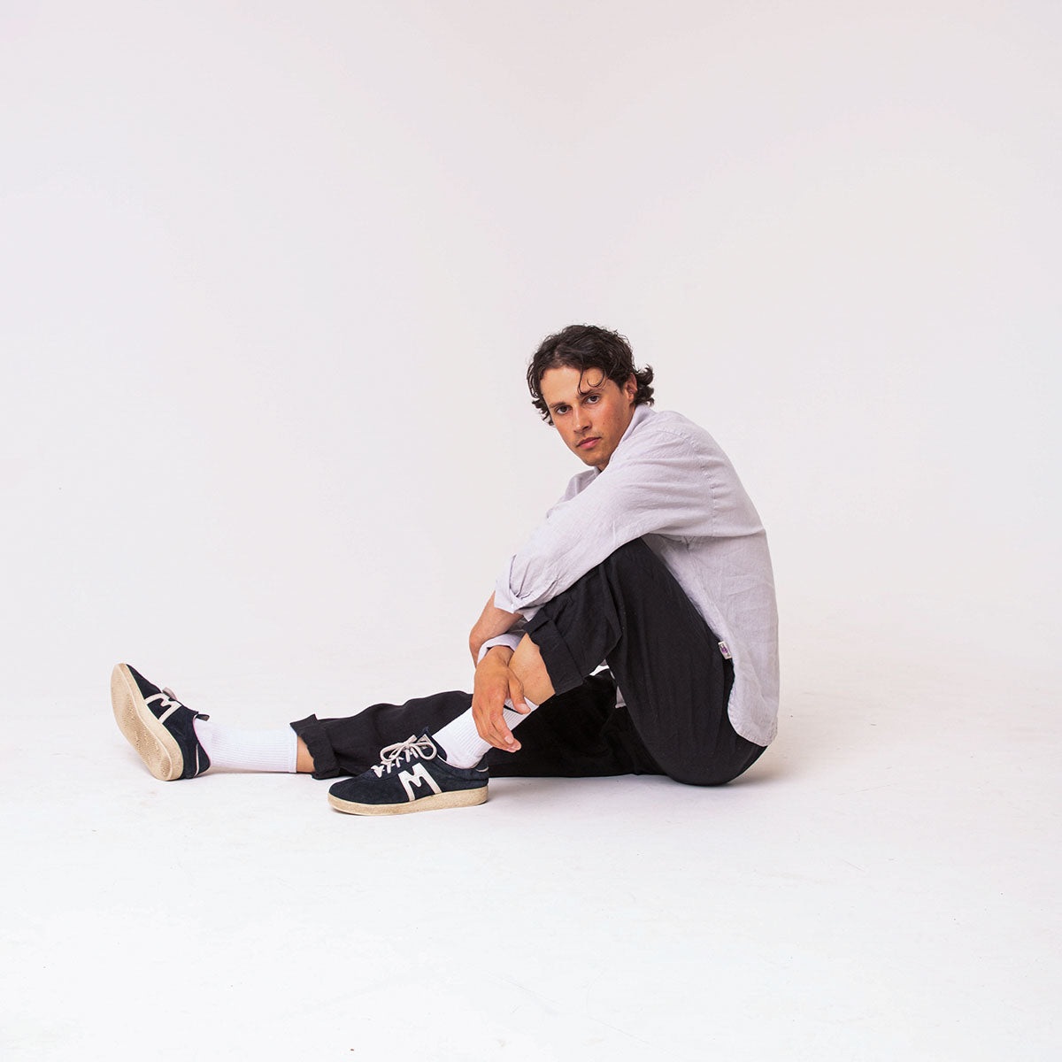 Black linen trousers