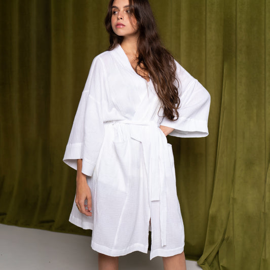 Cotton kimono robe 'cloud' | READY TO SHIP