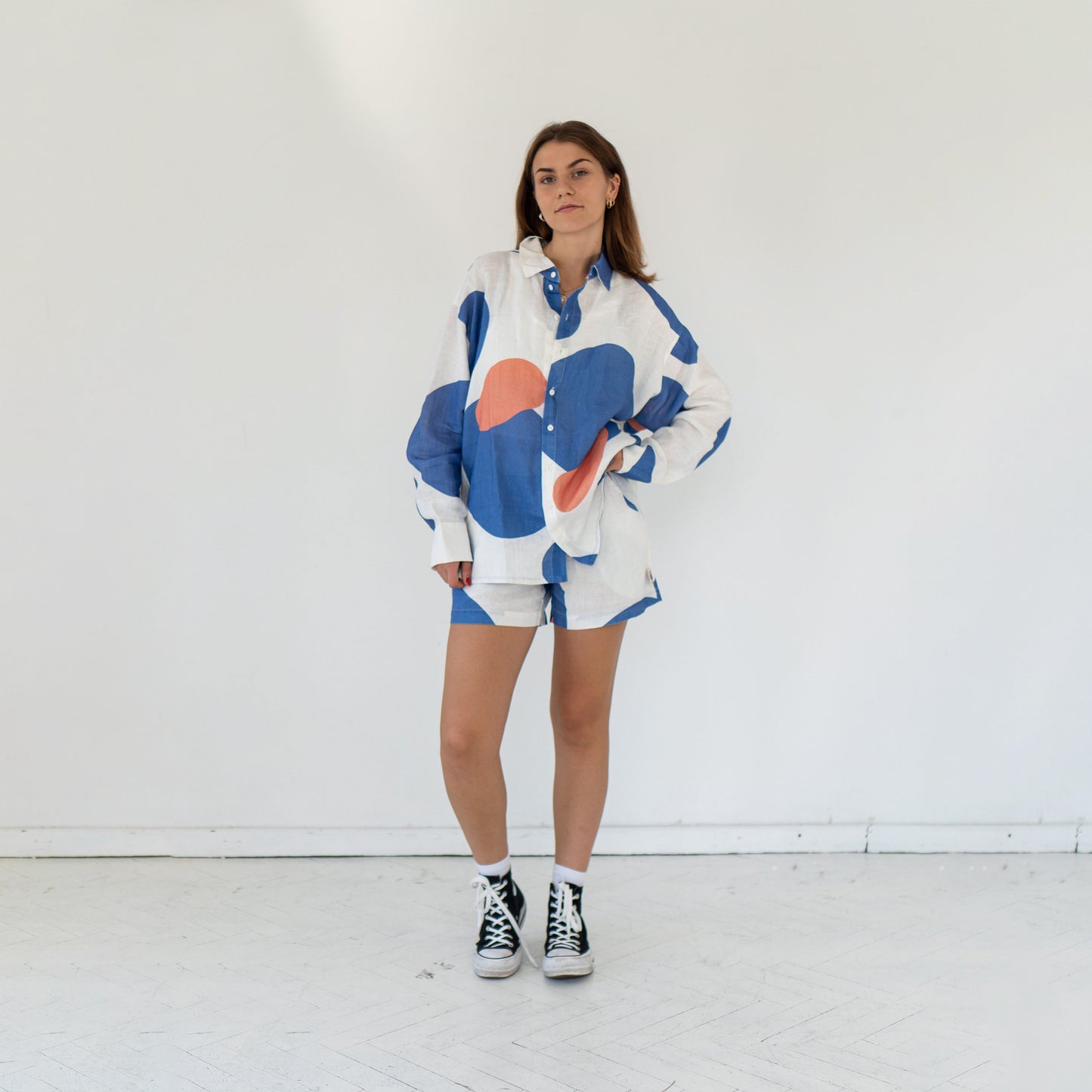 Linen shirt and shorts - ocean