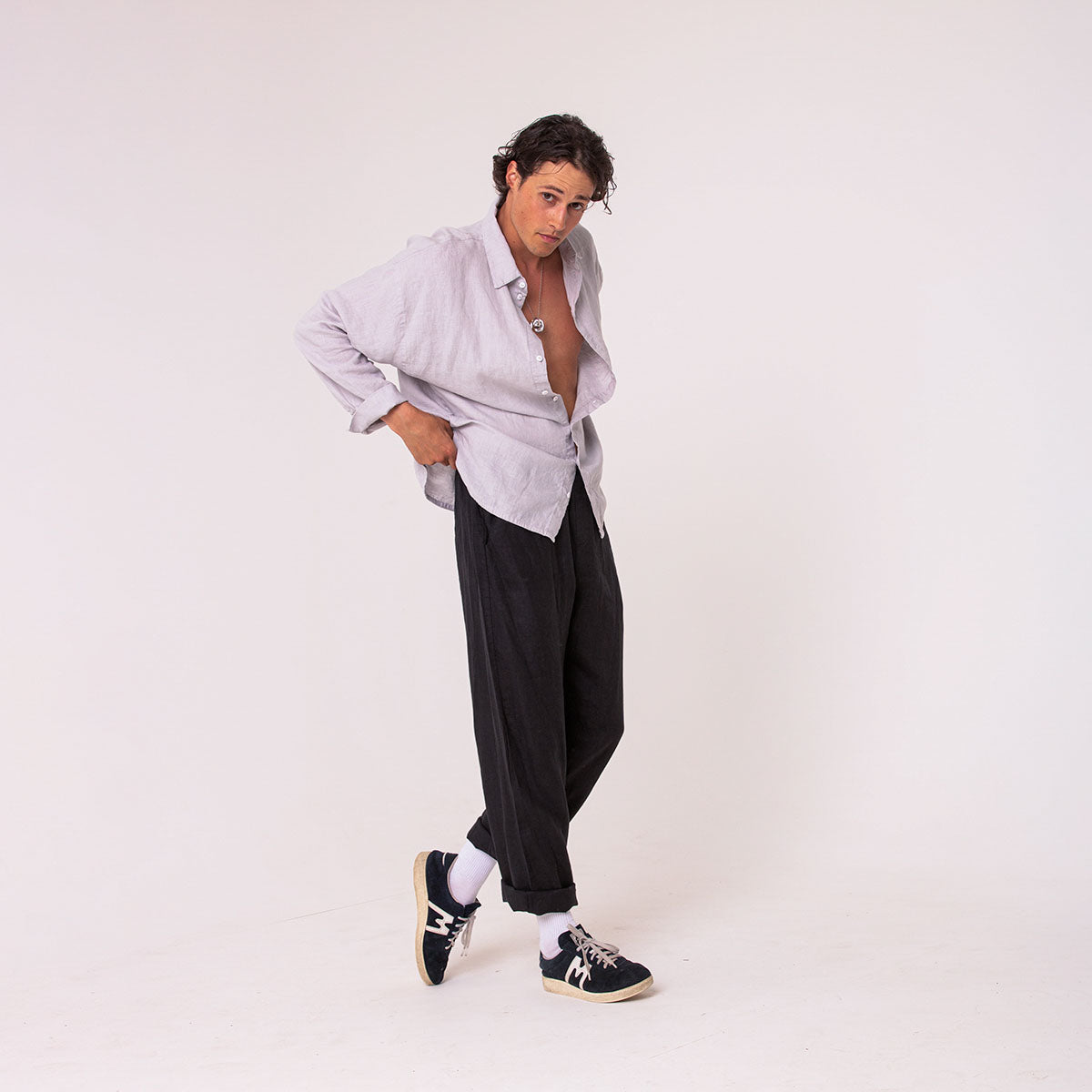 Black linen trousers