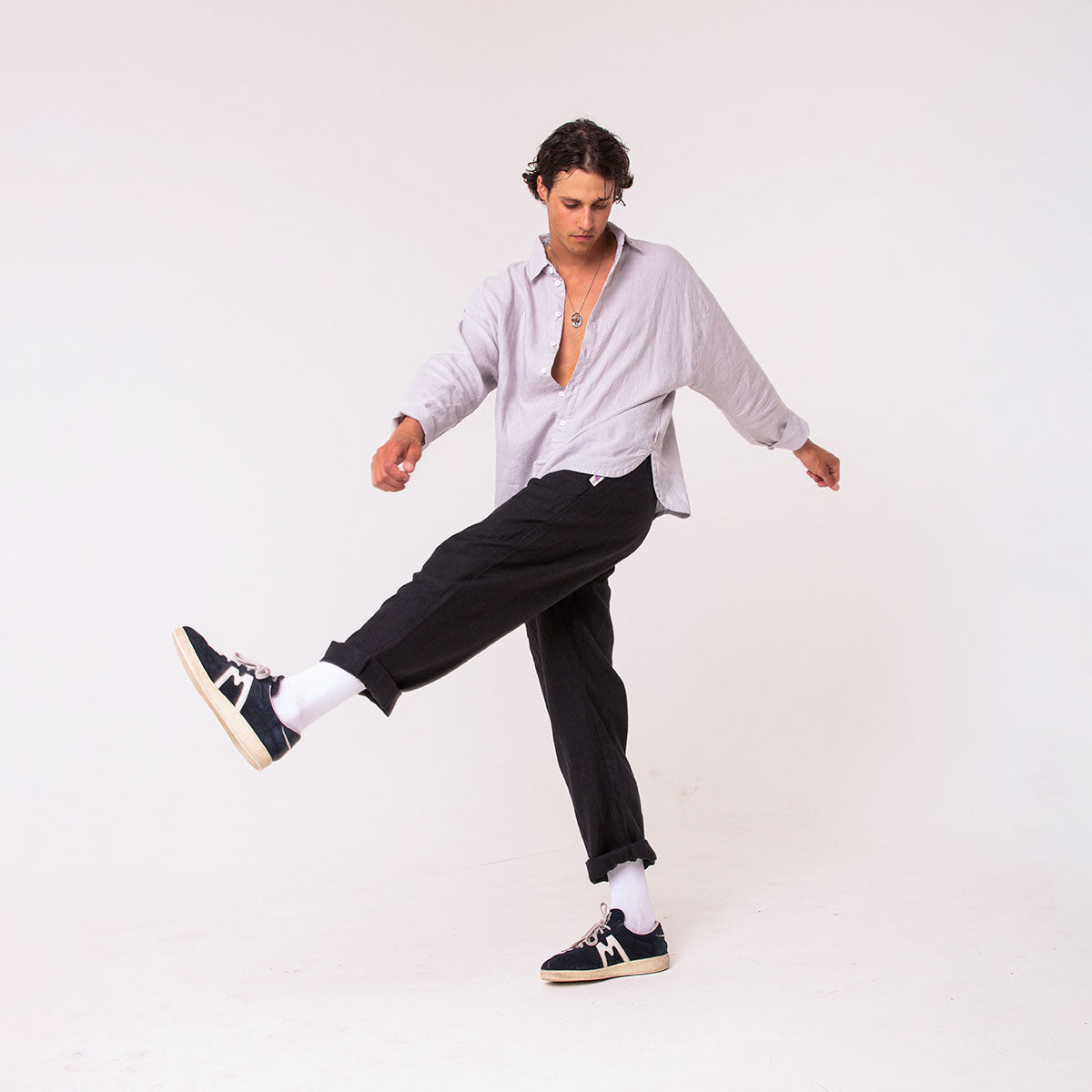 Black linen trousers