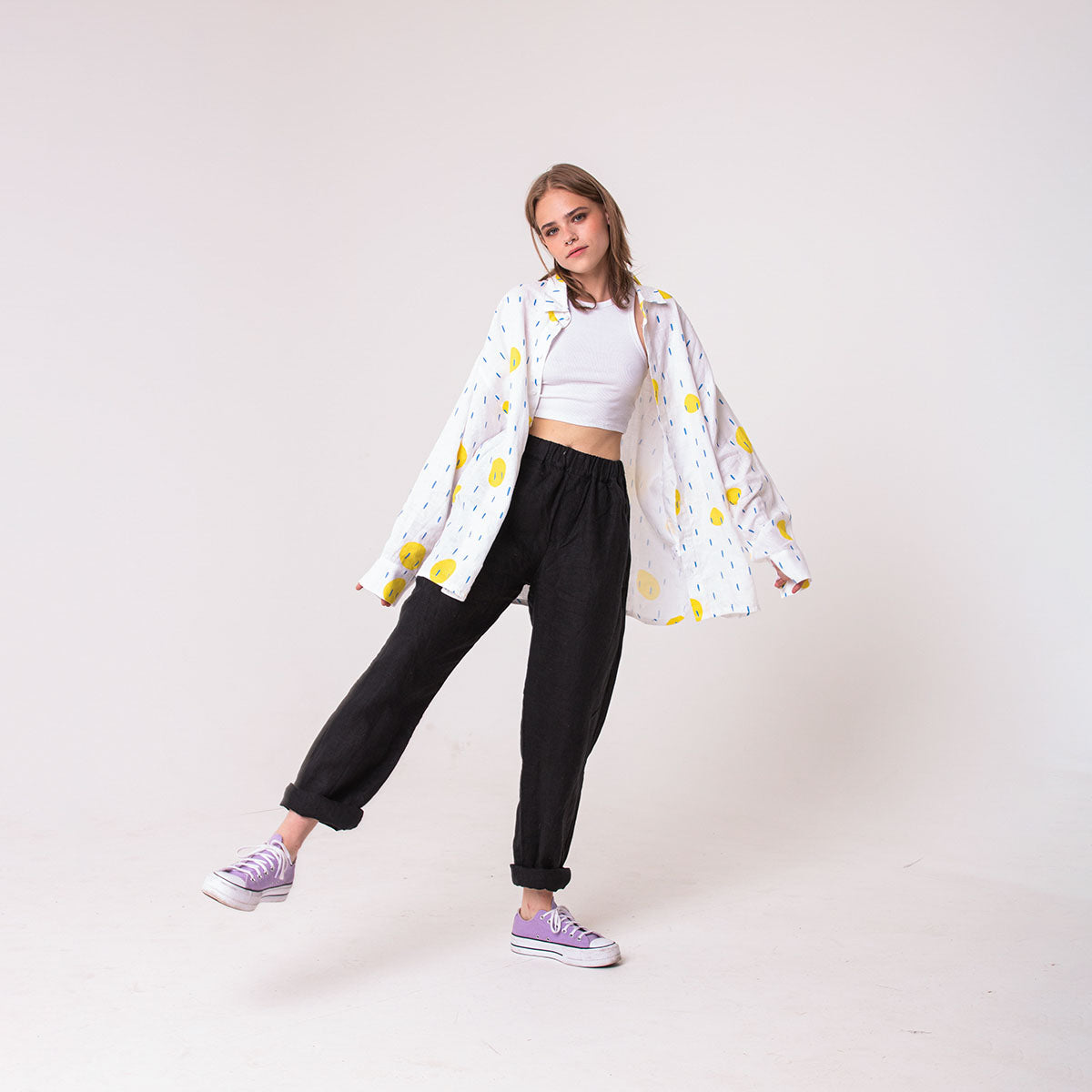 Black linen trousers