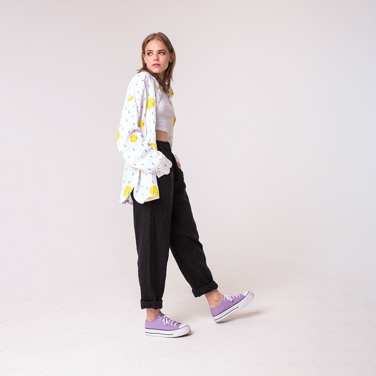 Black linen trousers