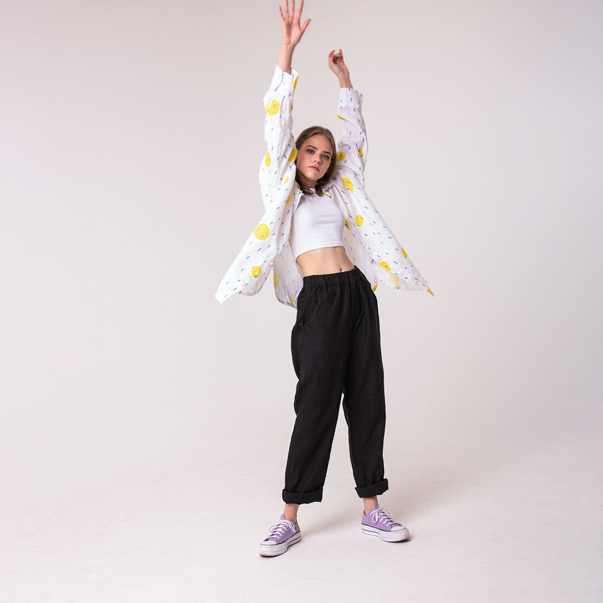 Black linen trousers
