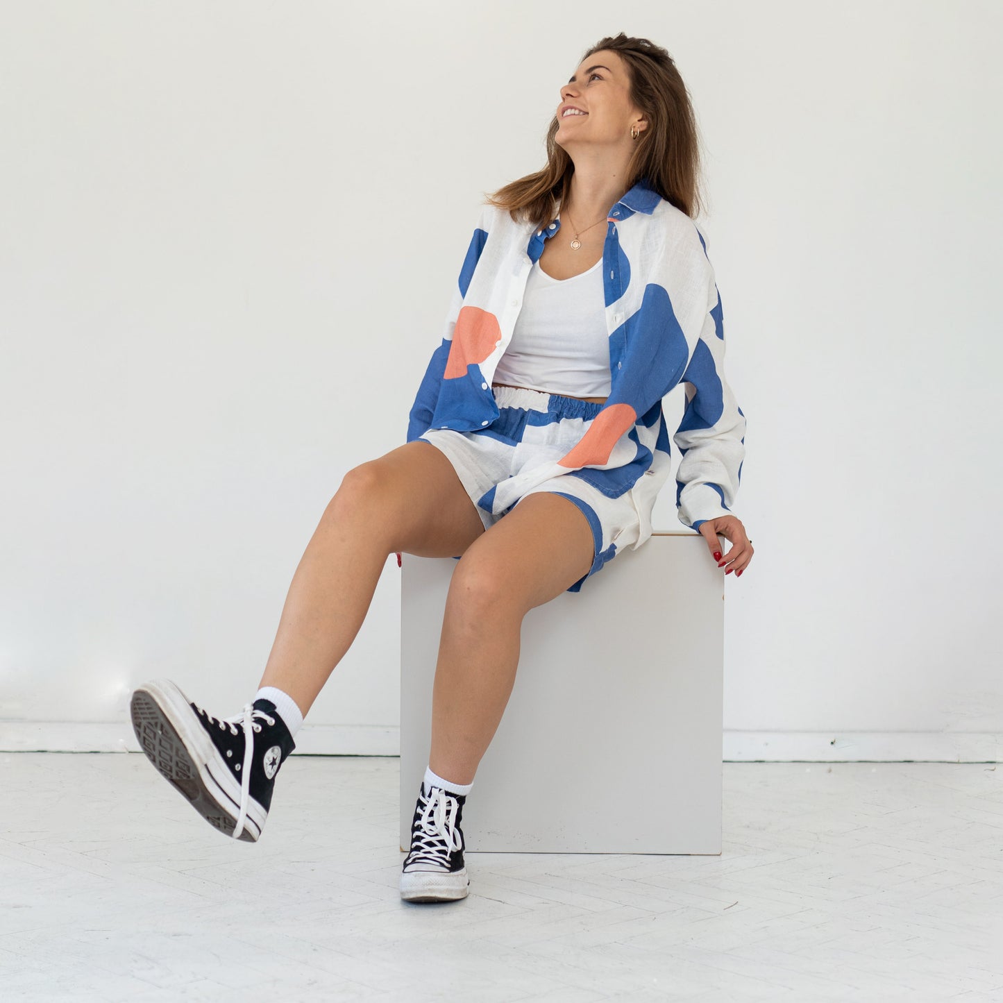 Linen shirt and shorts - ocean