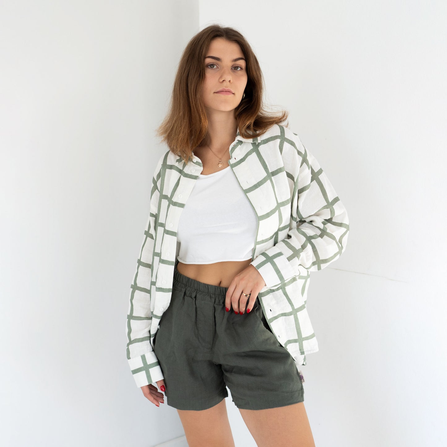 Linen shirt and shorts - greenish