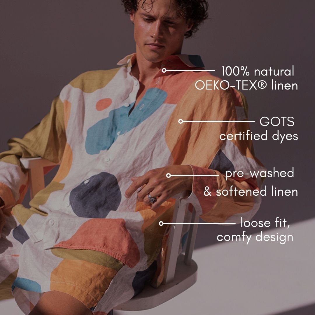 Colorful linen shorts - bubbles