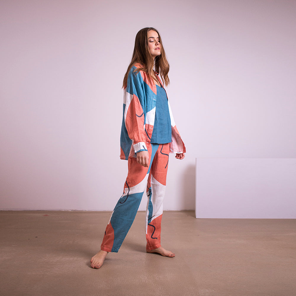 'Earth sleep' linen trousers