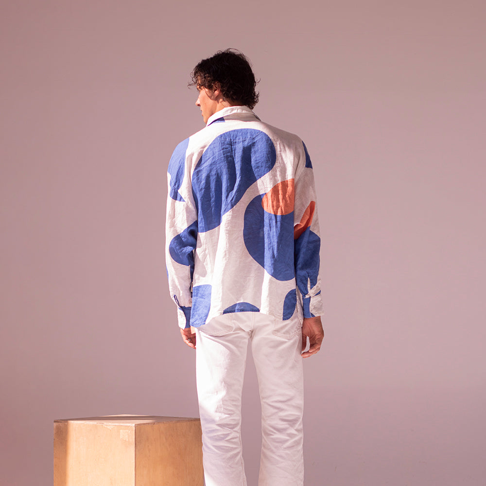 Colorful linen shirt - ocean