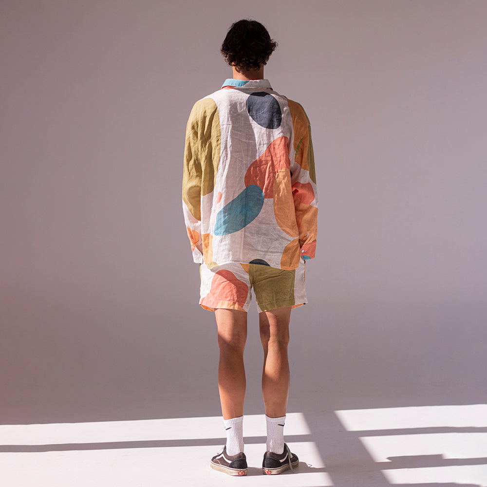 Colorful linen shirt and shorts - bubbles