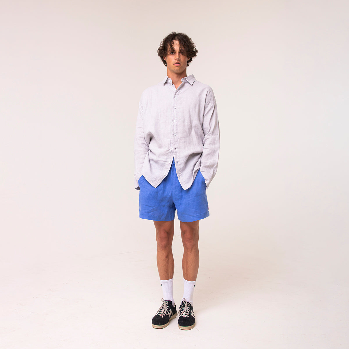 Linen shirt and shorts | light grey