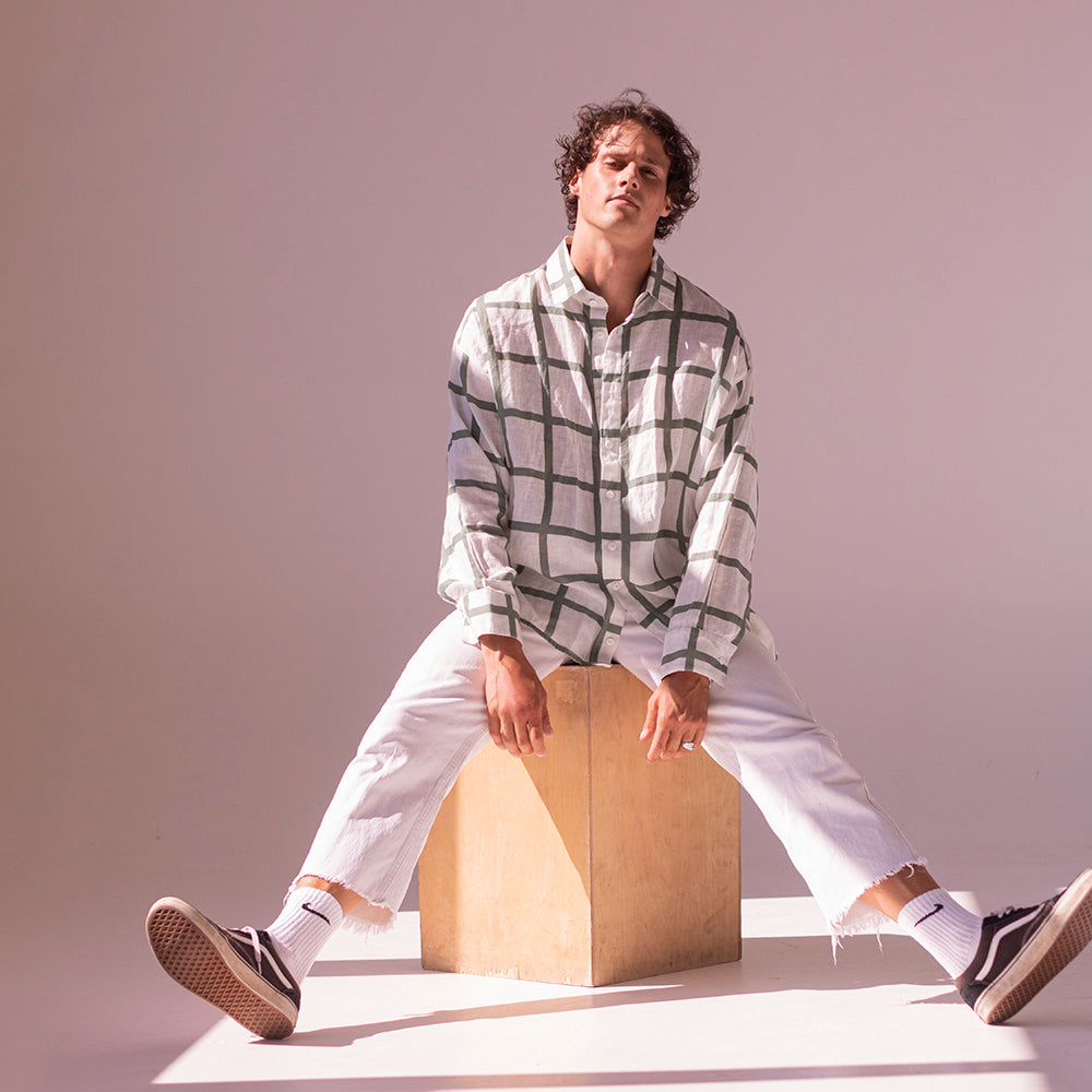 Colorful linen shirt - greenish