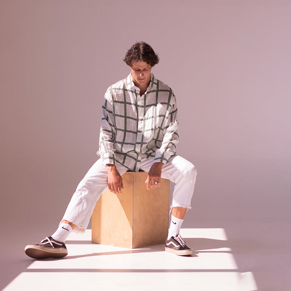 Colorful linen shirt - greenish