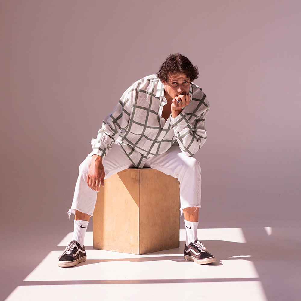 Colorful linen shirt - greenish