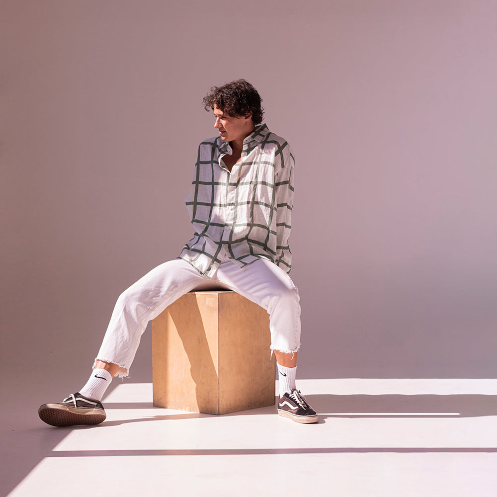 Colorful linen shirt - greenish