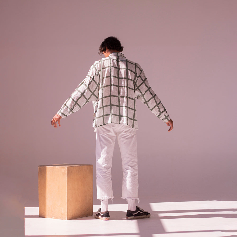 Colorful linen shirt - greenish