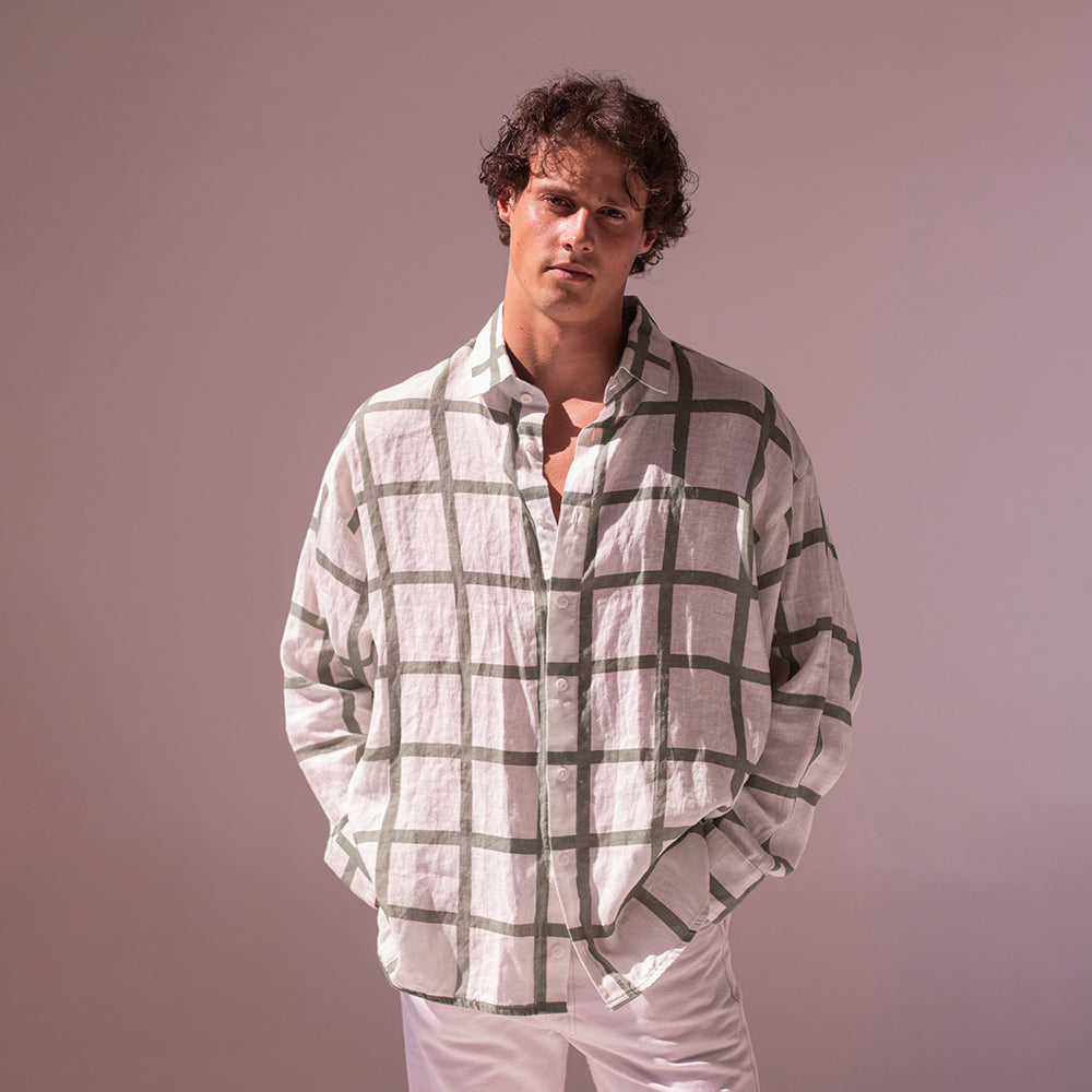 Colorful linen shirt - greenish