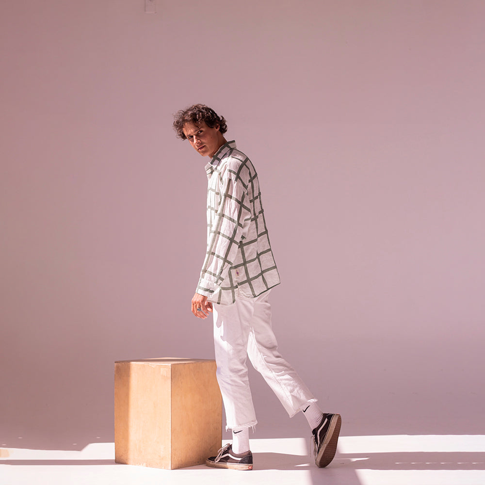 Colorful linen shirt - greenish