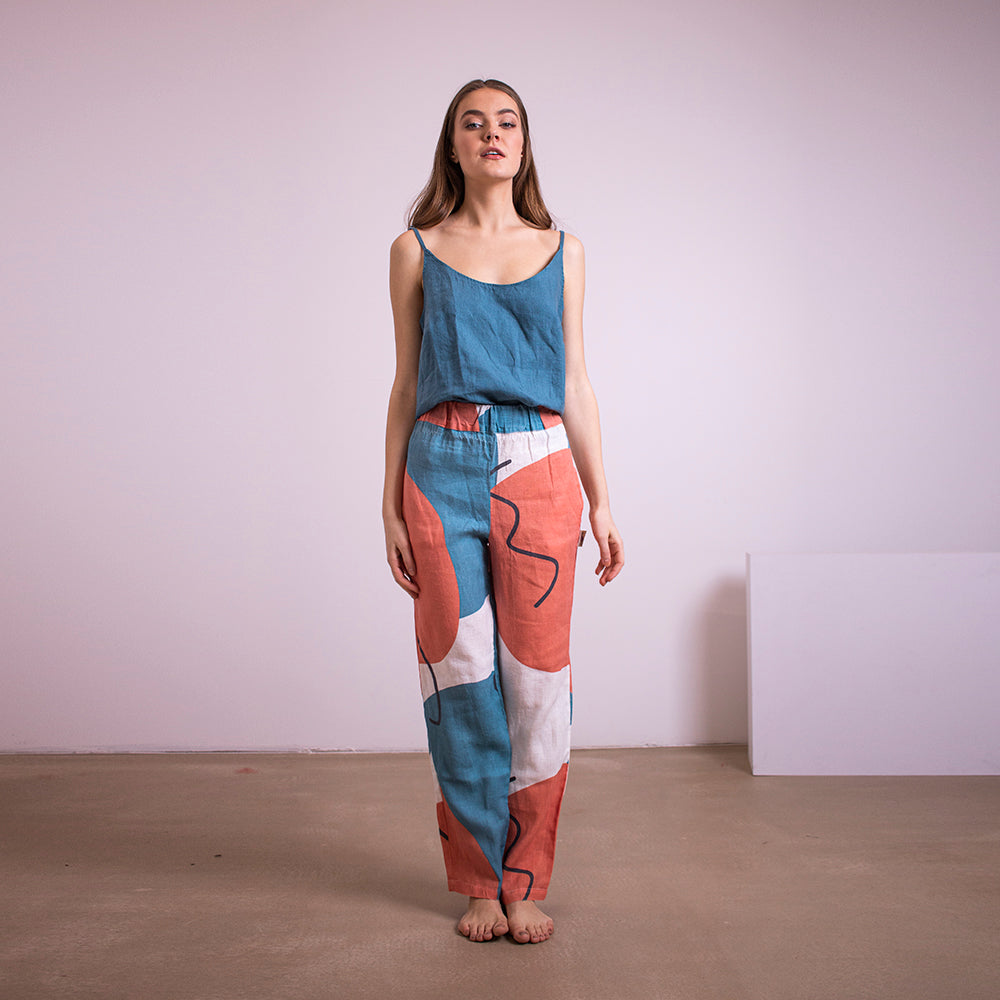 'Earth sleep' linen trousers
