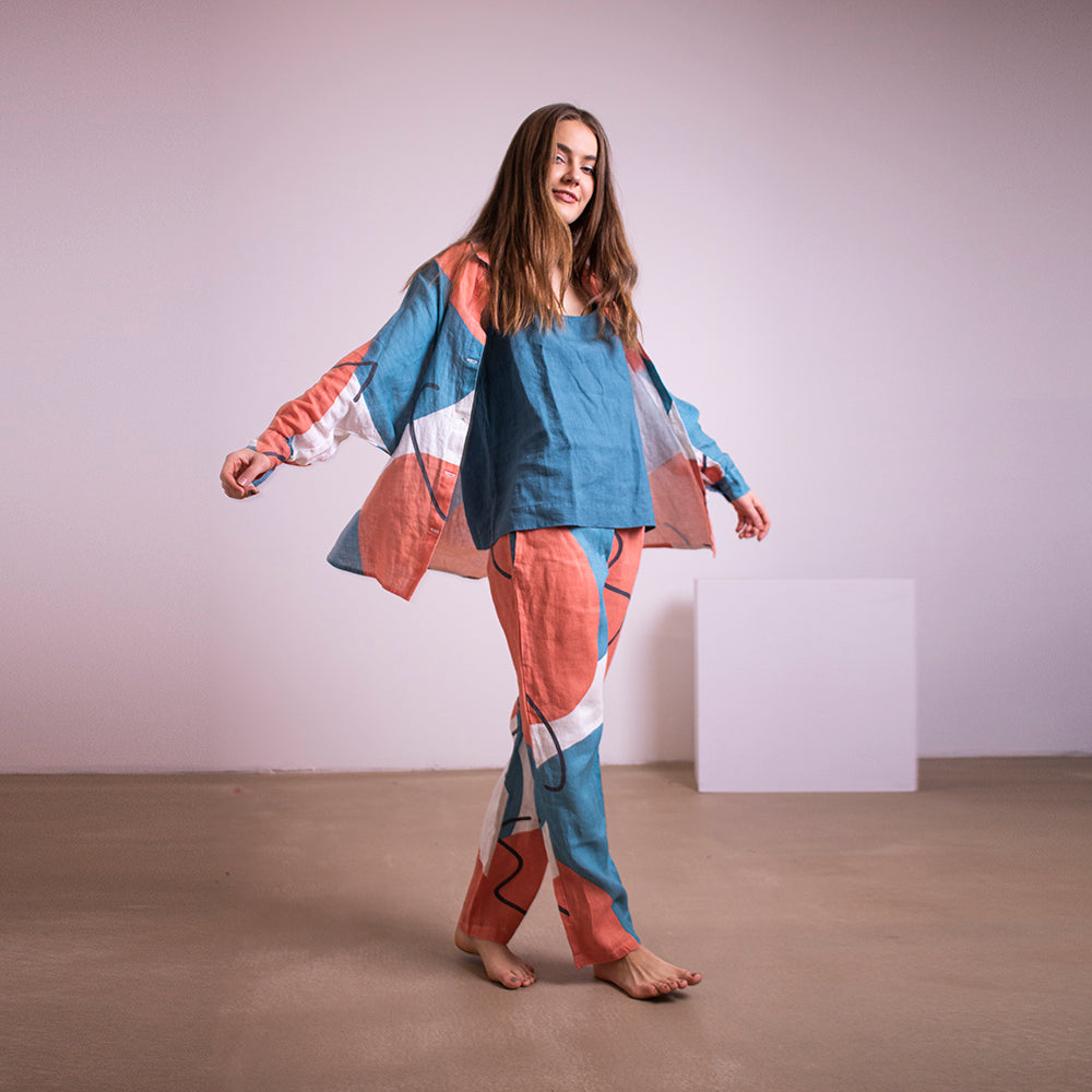 'Earth sleep' linen trousers