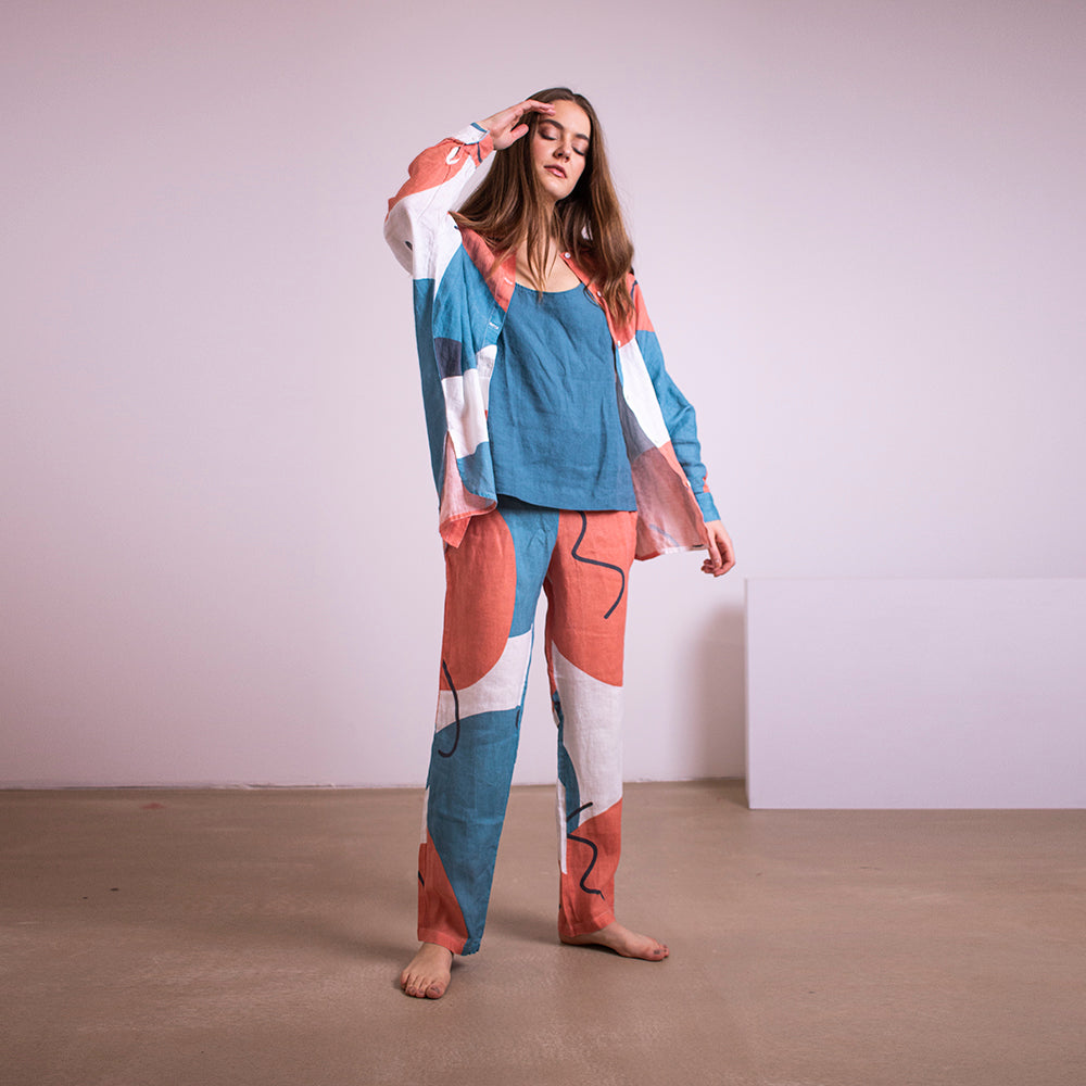 'Earth sleep' linen trousers