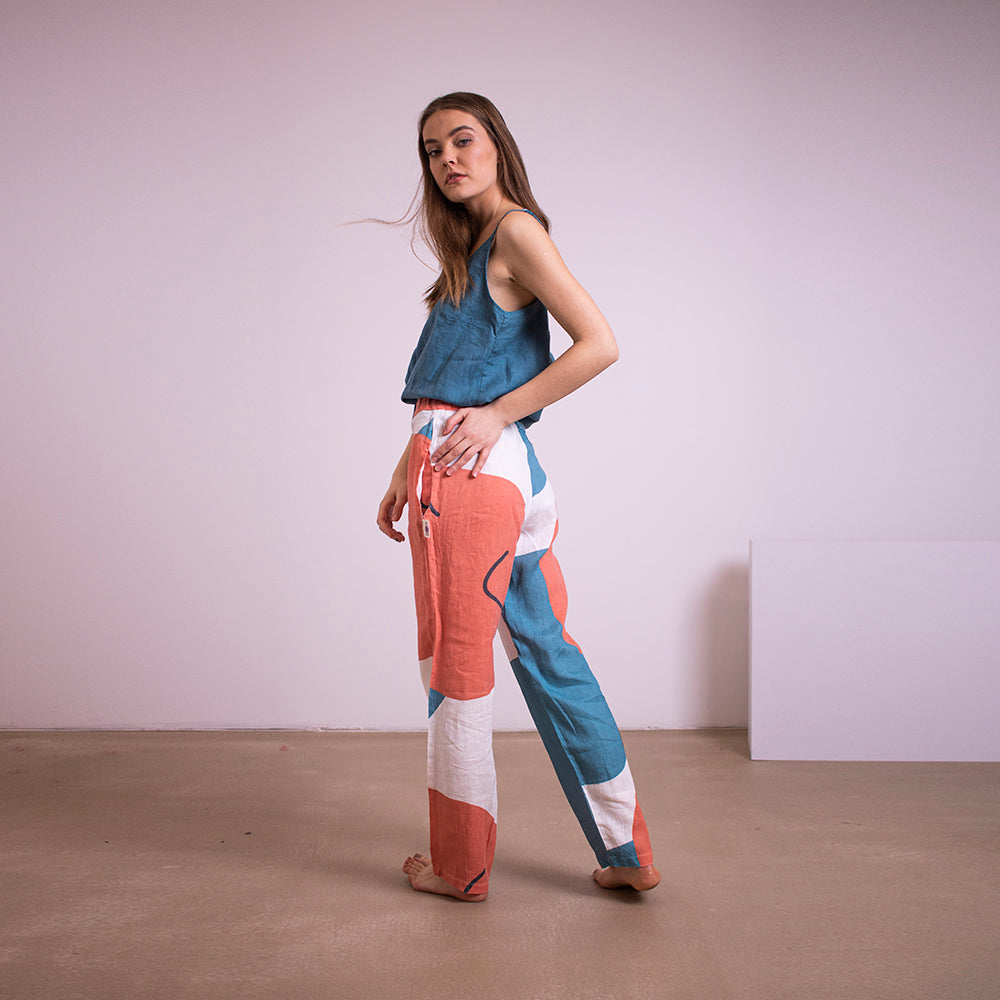 'Earth sleep' linen trousers