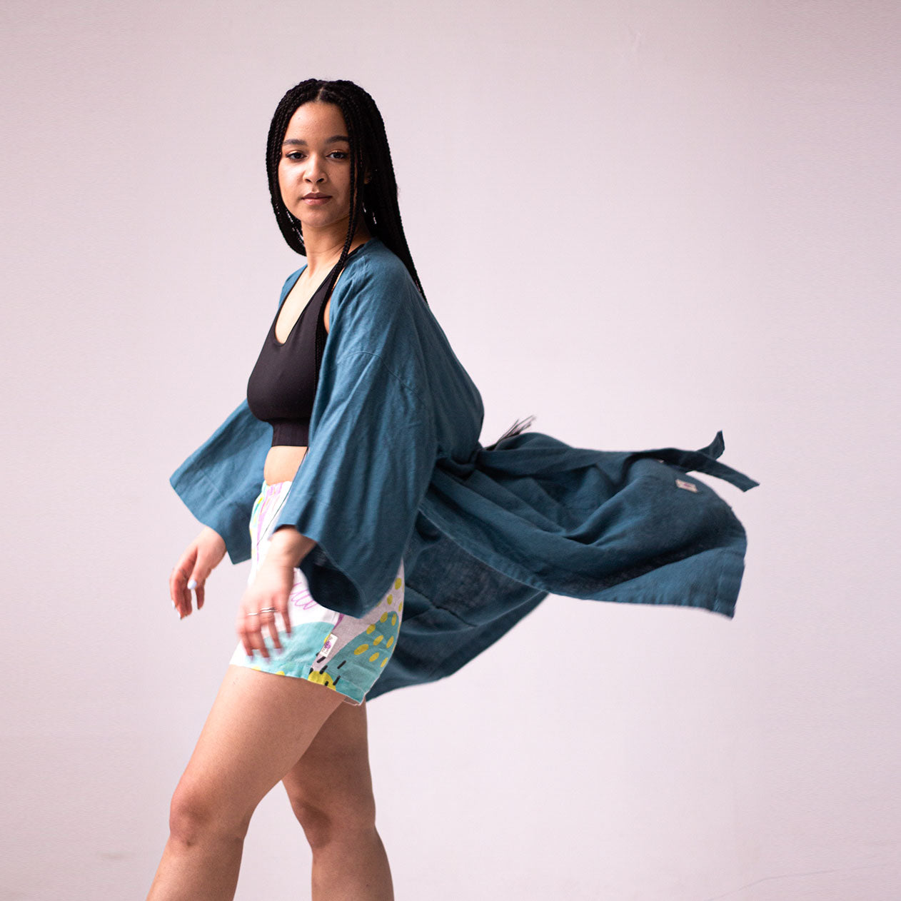 Linen kimono robe 'Ocean'