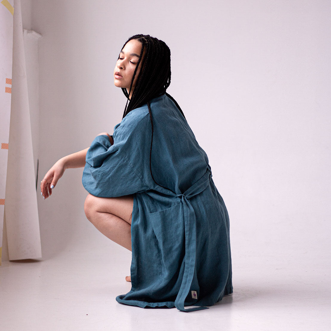 Linen kimono robe 'Ocean'
