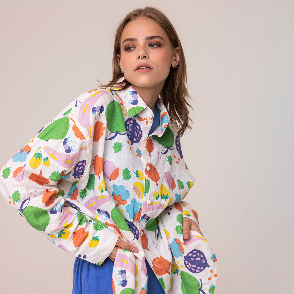 Linen shirt for women | Funky fruits
