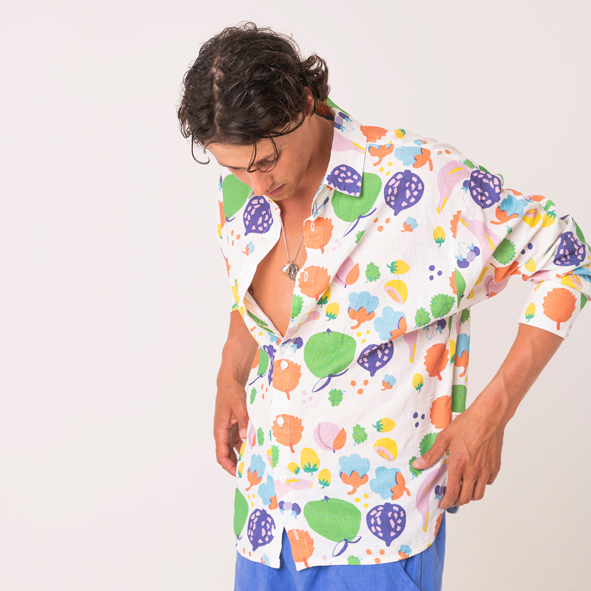 Linen shirt and shorts for men | Funky fruits