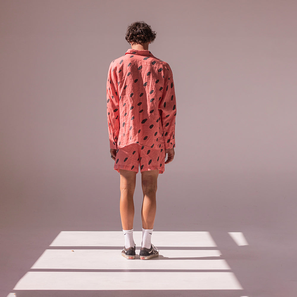 Colorful linen shirt and shorts - watermelon