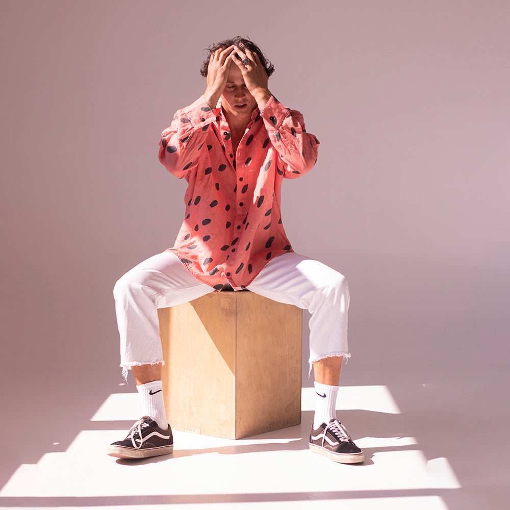 Colorful linen shirt - watermelon