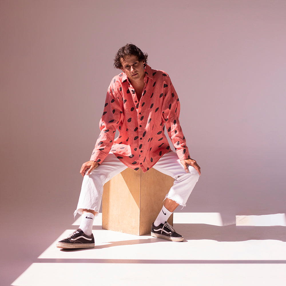 Colorful linen shirt - watermelon