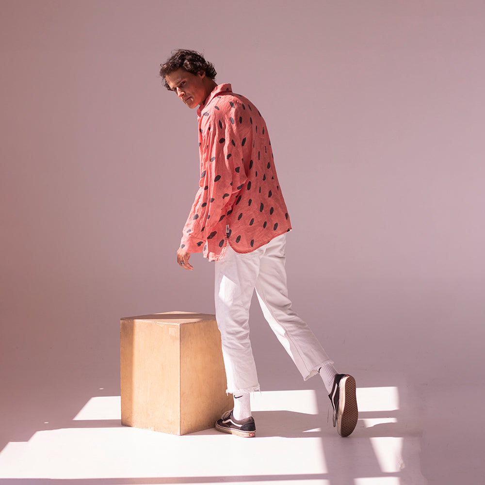 Colorful linen shirt - watermelon