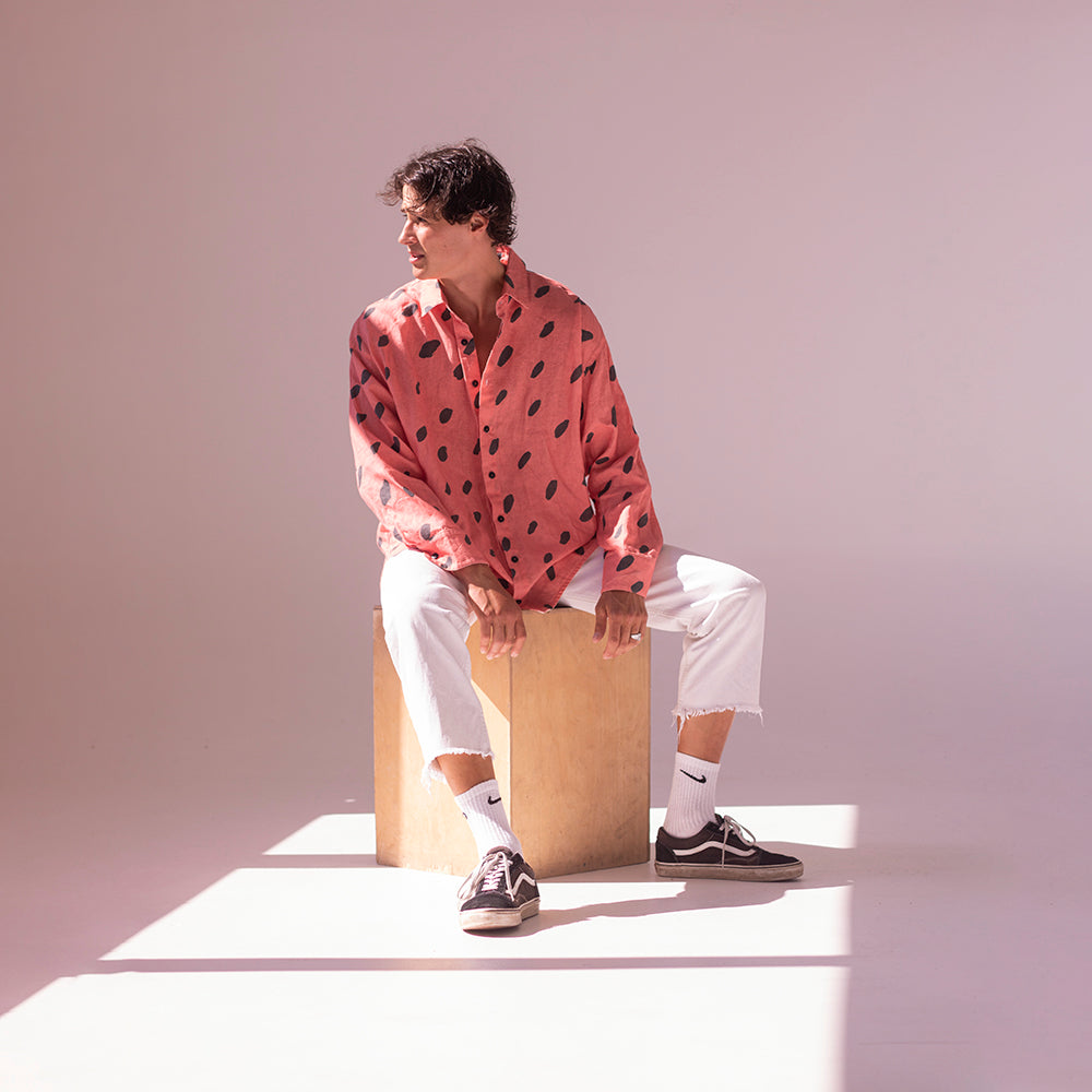 Colorful linen shirt - watermelon