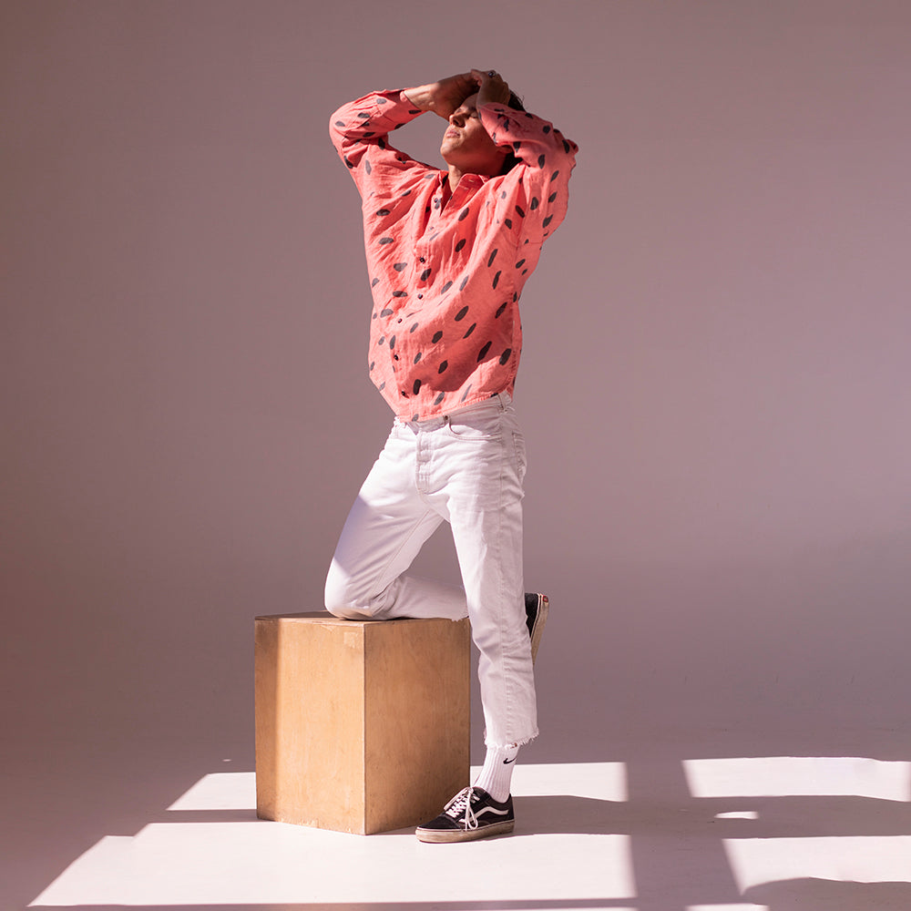 Colorful linen shirt - watermelon