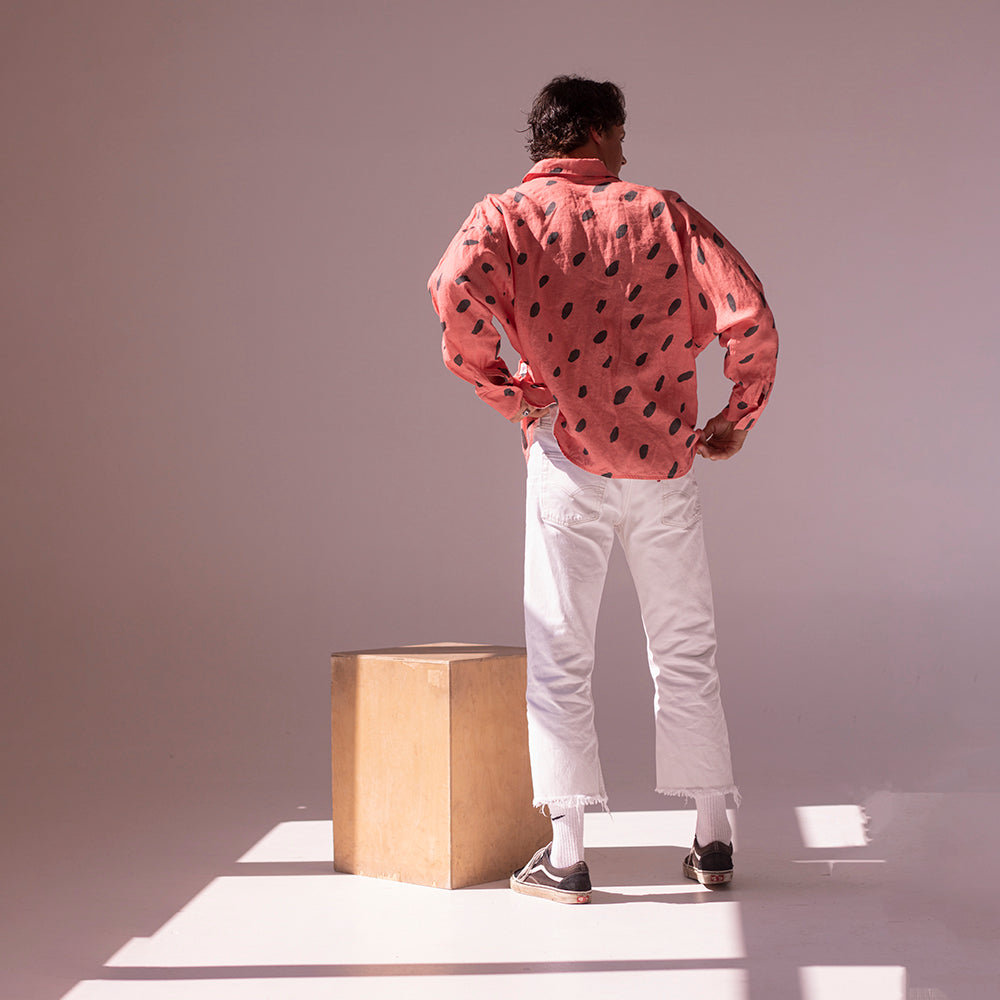 Colorful linen shirt - watermelon