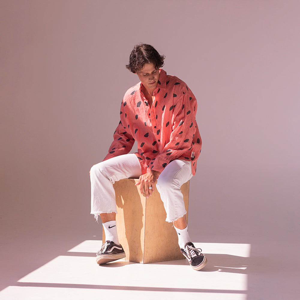 Colorful linen shirt - watermelon