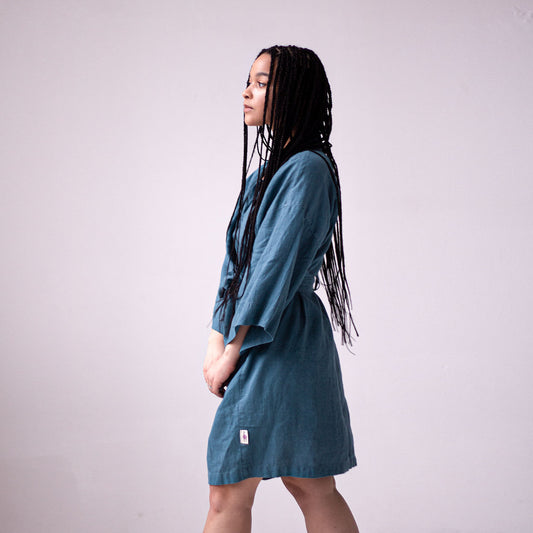 Linen kimono robe 'Ocean'