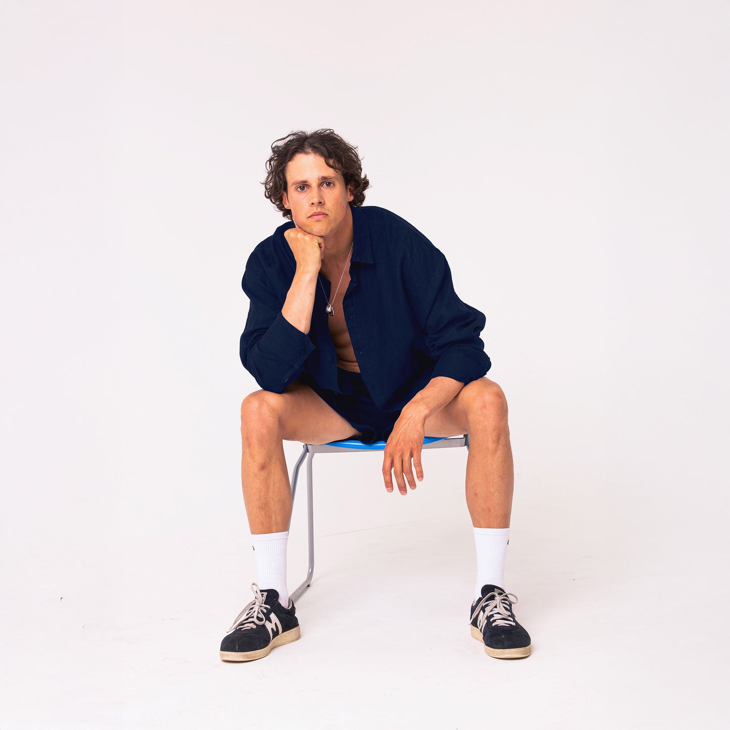 Linen shirt for men | Solid blue | READY TO SHIP