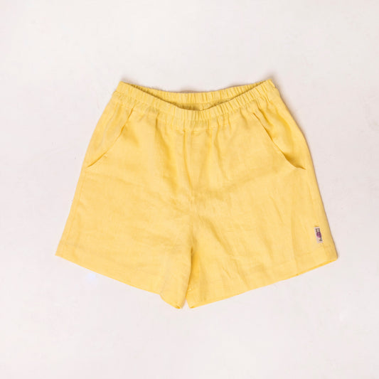 Linen shorts for women | yellow