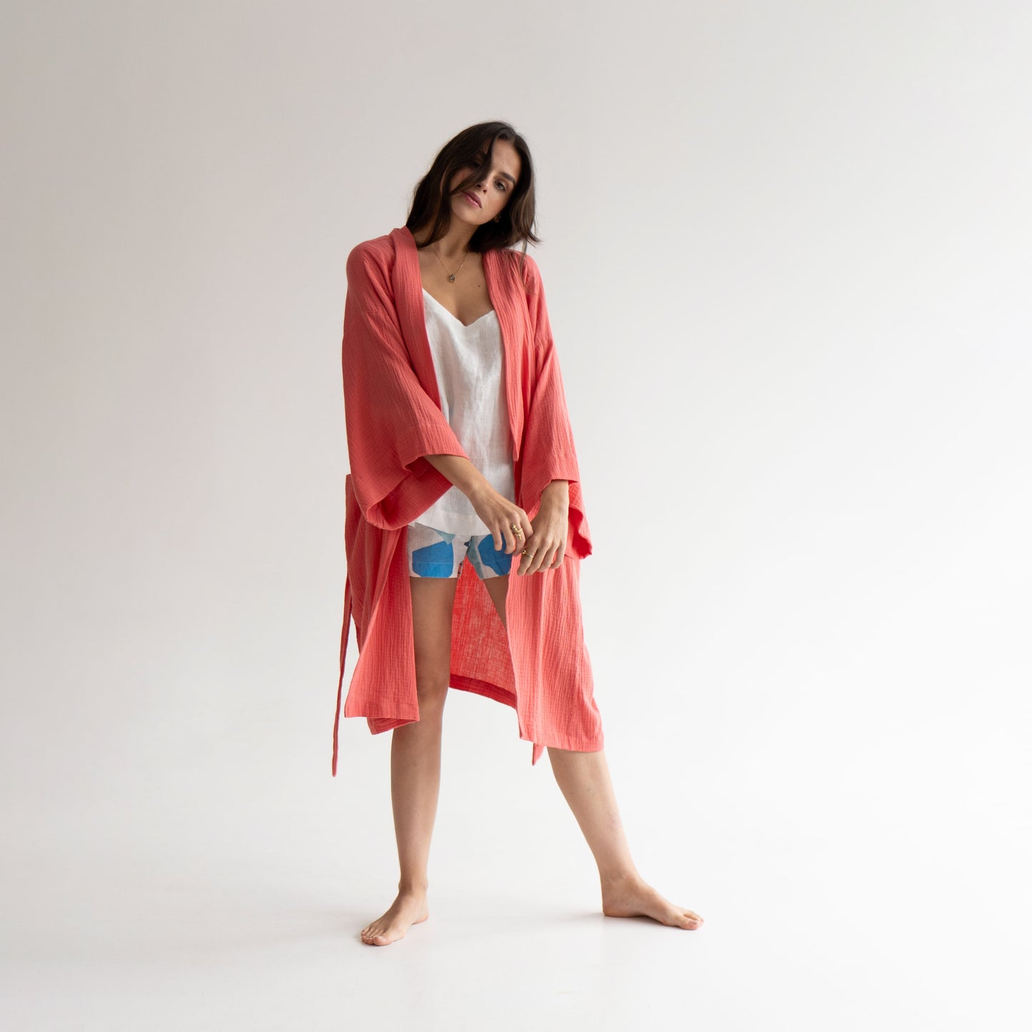 Cotton kimono robe 'peach' | READY TO SHIP