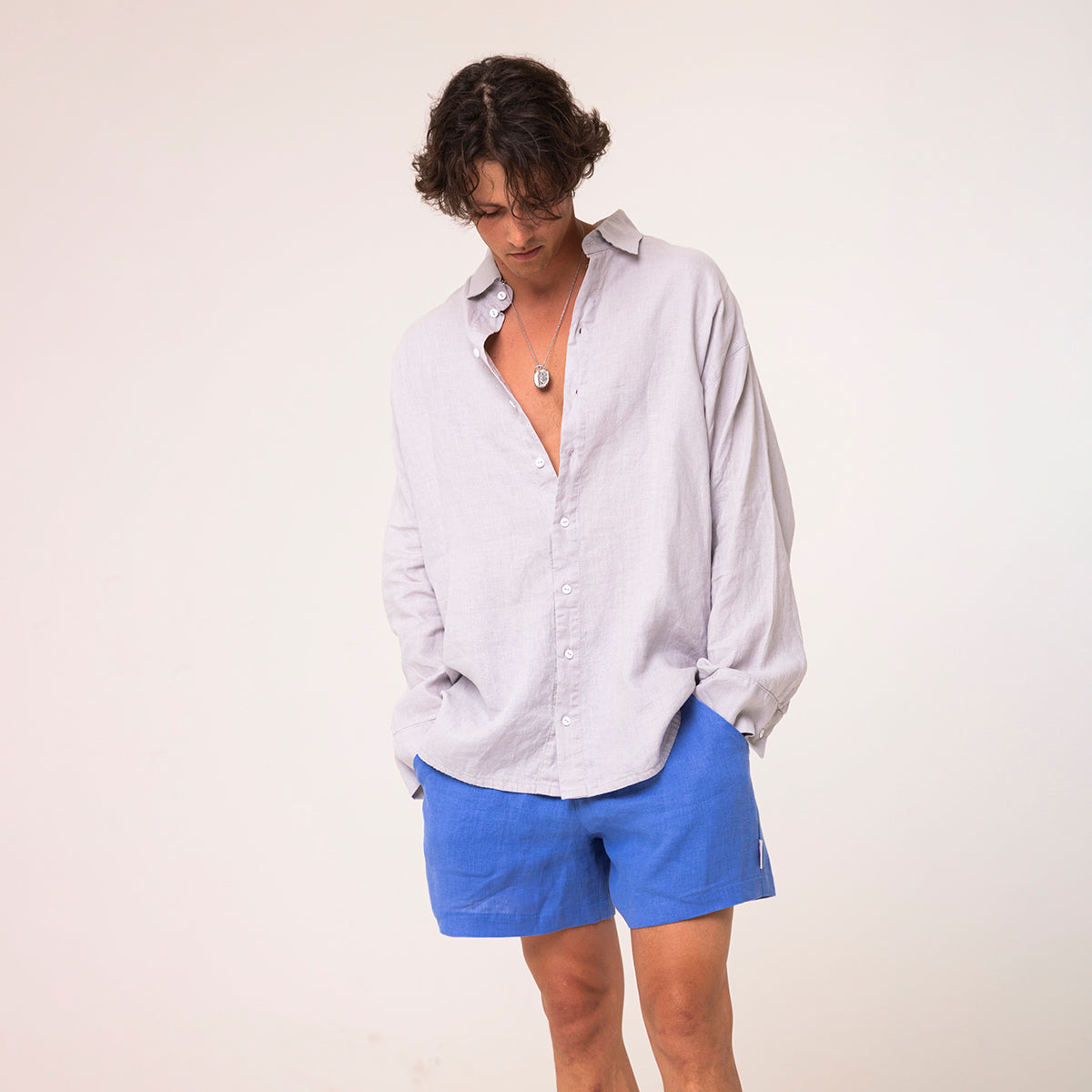 Linen shirt for men | Light grey