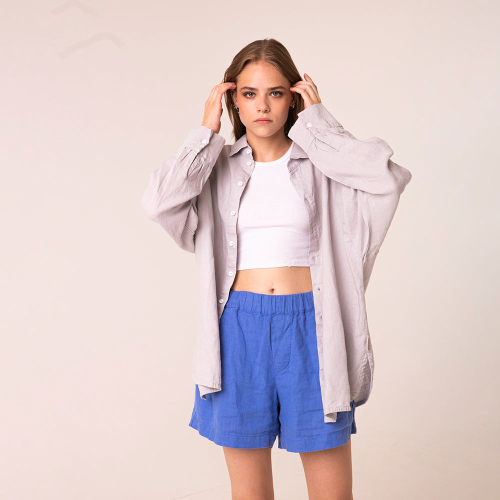 Linen shorts for women | blue