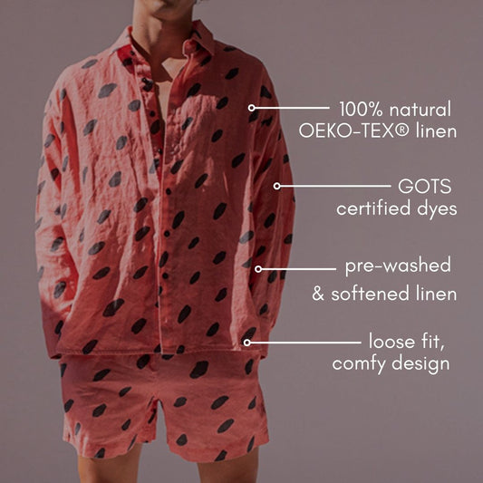 Linen shirt and shorts - watermelon