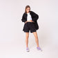 Linen shirt and shorts for women | Solid black